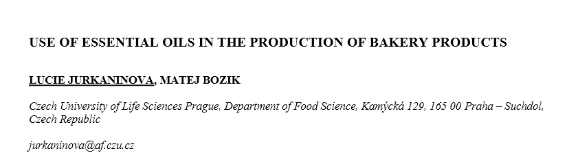 USE OF ESSENTIAL OILS IN THE PRODUCTION OF BAKERY PRODUCTS