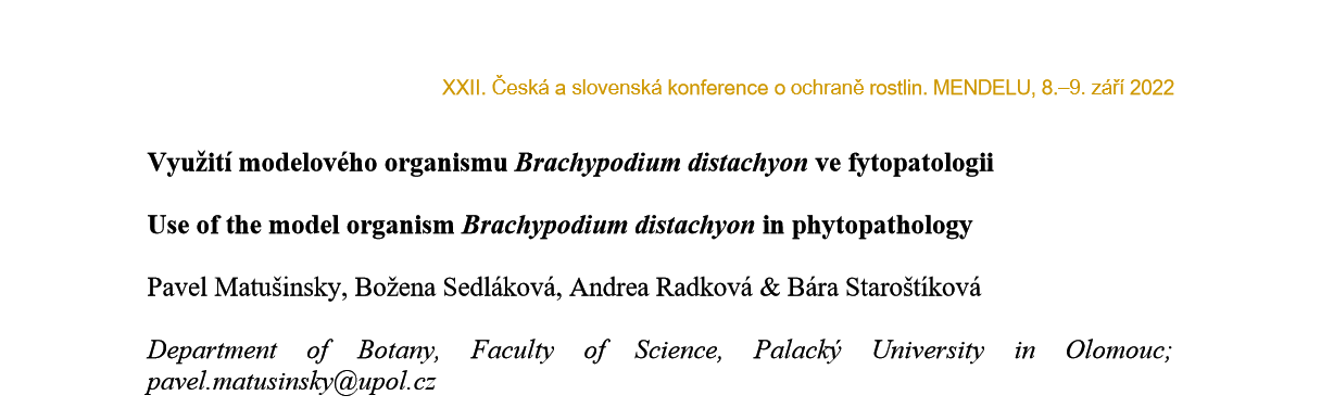 Využití modelového organismu Brachypodium distachyon ve fytopatologii